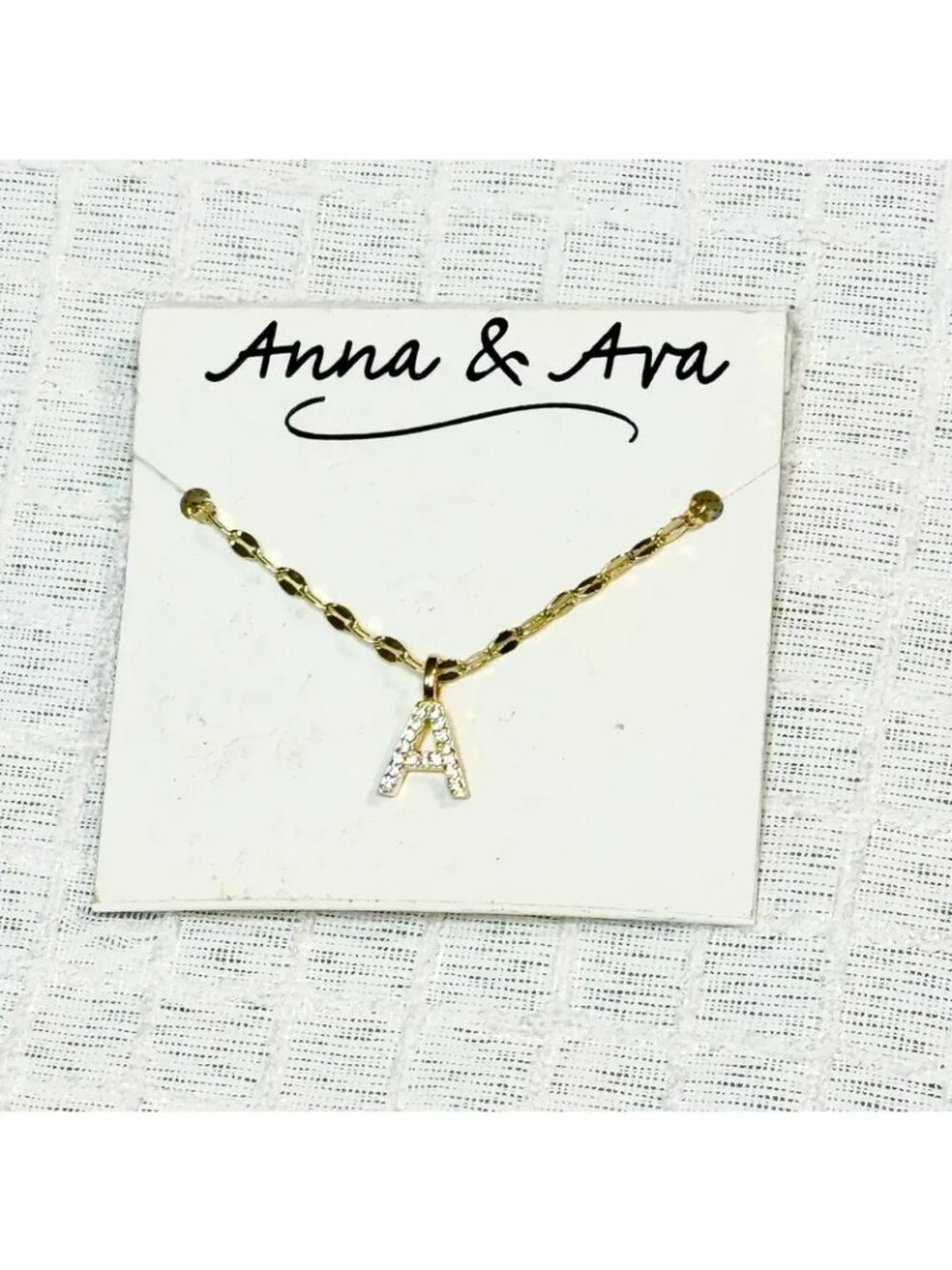 Anna & Ava Initial A necklace Crystal Gold Tone necklace